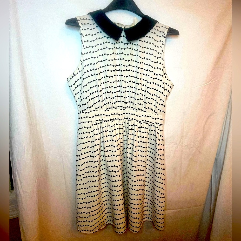 One Clothing Black White Peter Pan collar sleeveless Sundress Med rockabilly